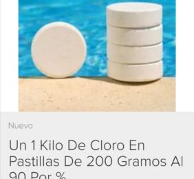 Un kilo de cloro en pastilla de 200gramos al 90%